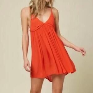 O'NEILL Salt Water Solids Tank Dress Swim Cover-Up Chili Red Large NWT